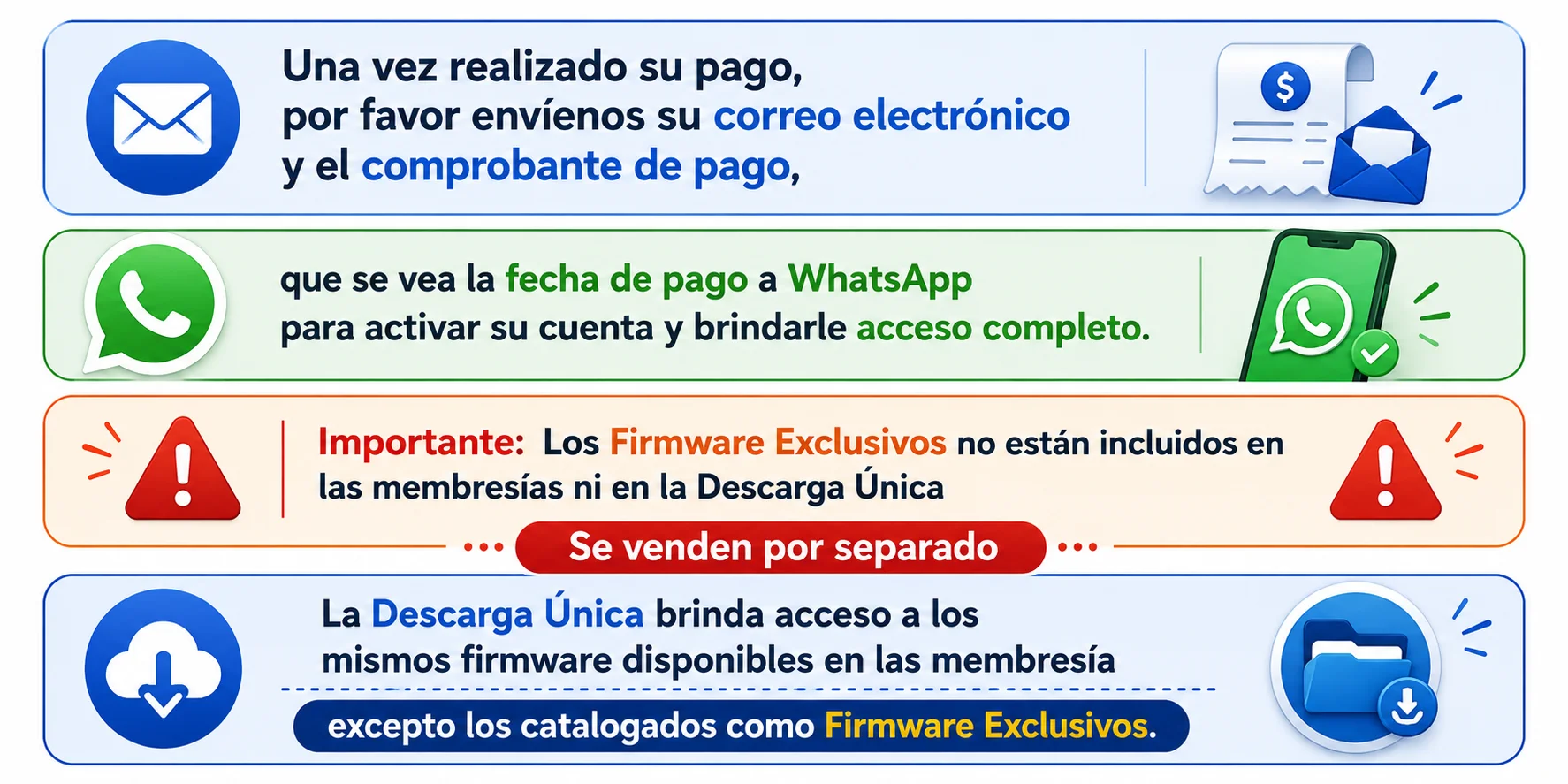 activacion de cuenta y firmware exclusivos